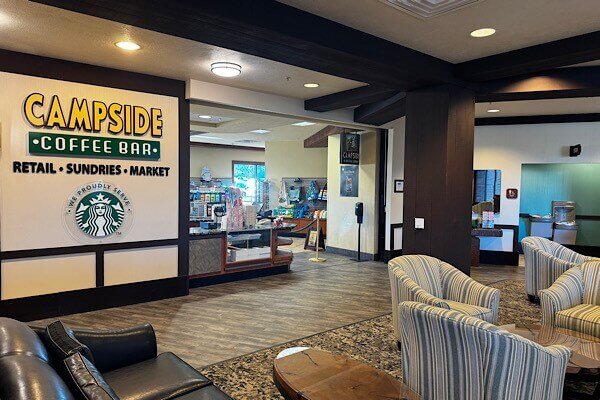 Campside Coffee Bar is located just off the lobby at Glacier Canyon Lodge