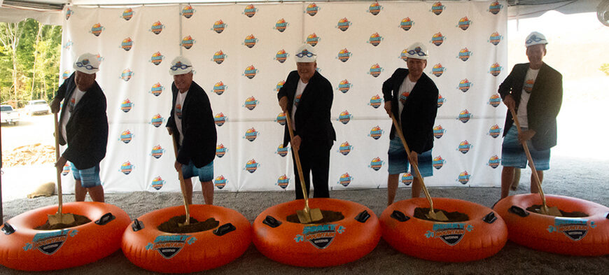 soaky mountain waterpark groundbreaking with the mayor of Sevierville, TN and wilderness owners and executives.